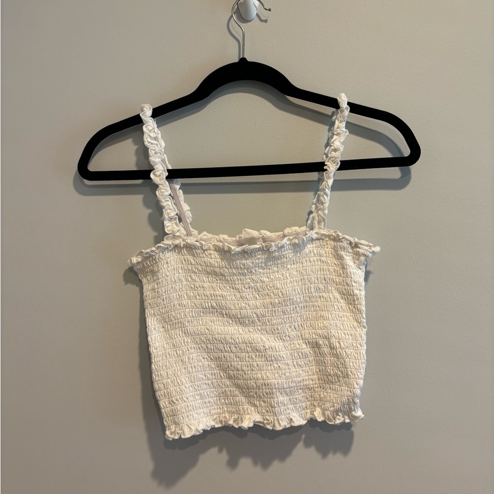 Me to We PacSun White Smocked Crop Tank